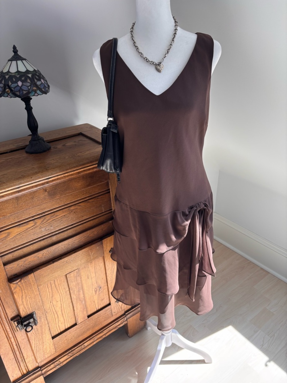 Evan-Picone Drop Waist Ruffle Dress 🤎